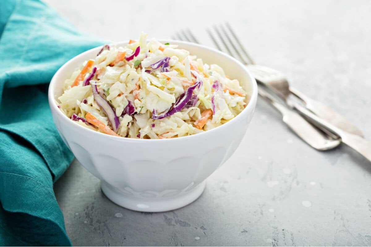 Cabbage Salad Coleslaw Served In Small Bowl