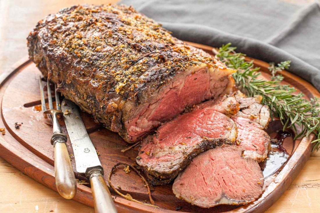 Prime Rib Cut Into Slices